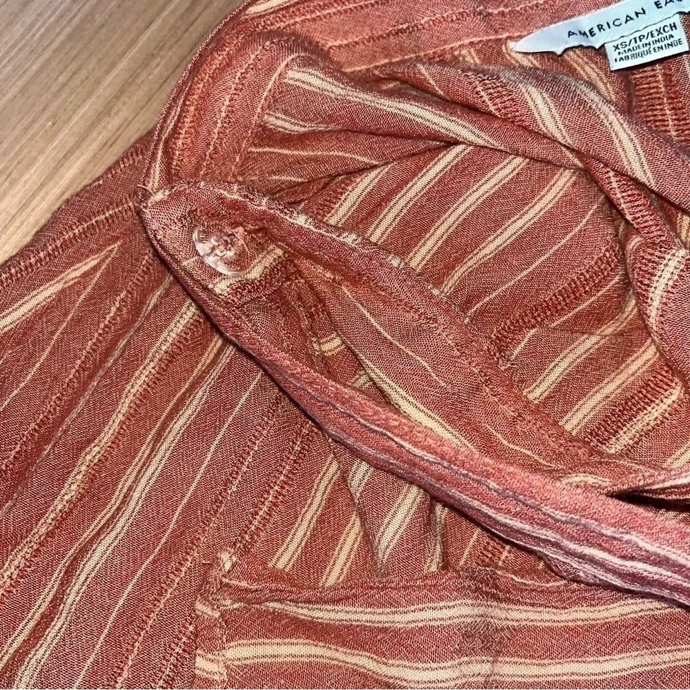 American Eagle Red Striped Wrap Skirt